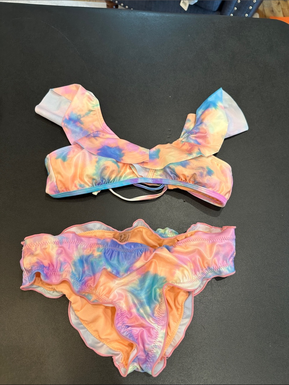 Raisins Girls Pastel Peach tie-dye Swim 2pc